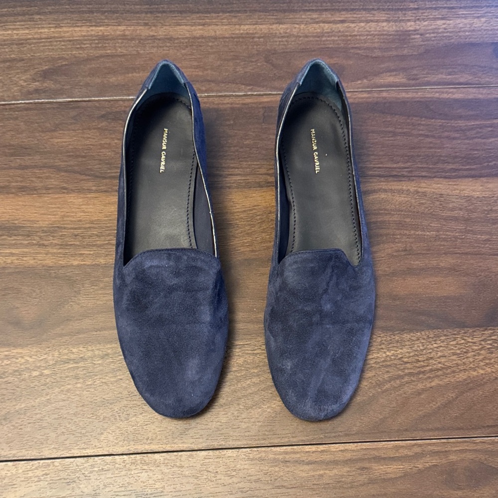 Mansur Gavriel Blue Suede Loafers Size 38.5 NWOB